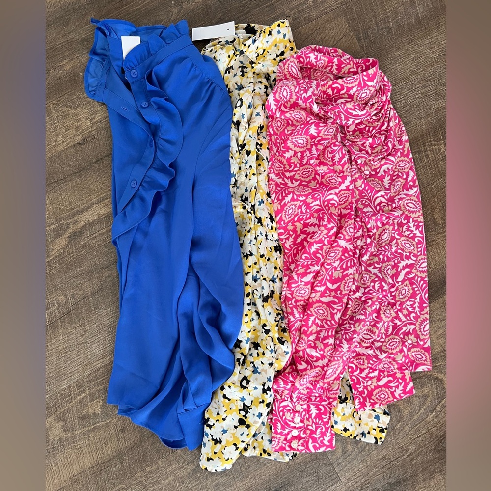 Ann Taylor Career bundle Lot of 3 Long Sleeve Blouses Size L NWT